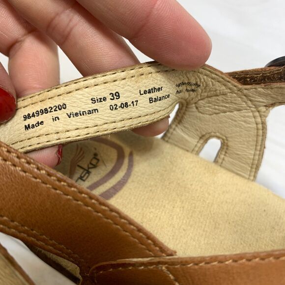 Dansko Season Sandals Camel Brown Leather Strappy Wedge Women's size 39 / 8.5 - Picture 8 of 12